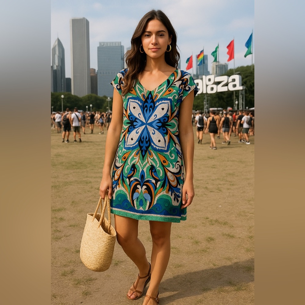 Maeve Folksong Shift Dress XS Anthropologie Bohemian Bird Print Lined EUC